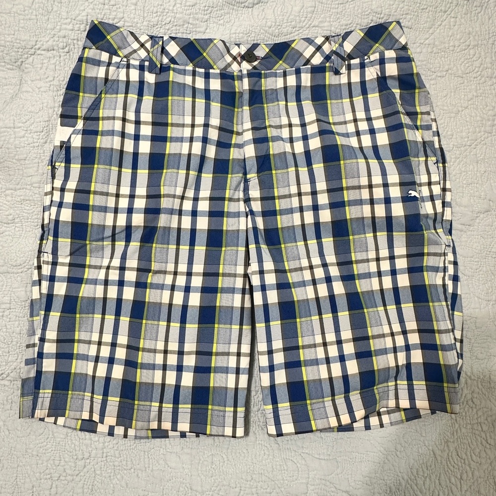 Puma Blue and White Plaid Shorts